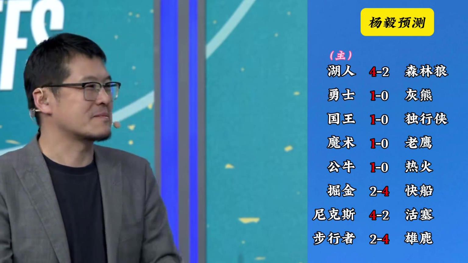 明燈來(lái)了！看看楊毅的季后賽預(yù)測(cè)：湖人4-2狼 快船4-2掘金